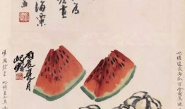 夏季吃瓜的國(guó)畫(huà),國(guó)畫(huà)卷軸中的清涼時(shí)光